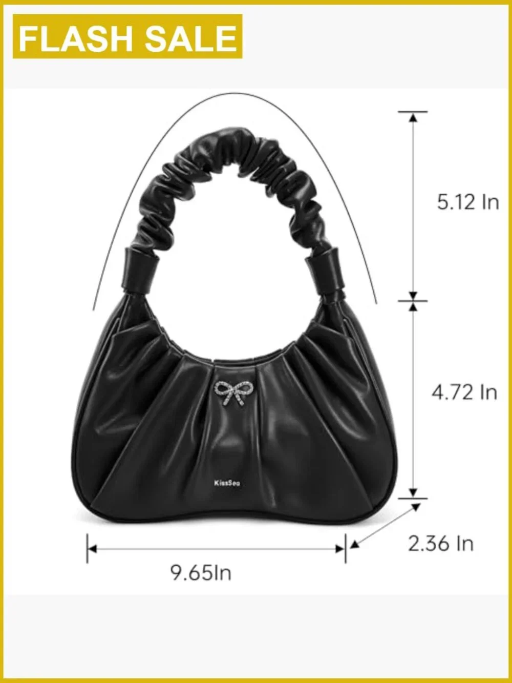 Crescent Mini Hobo Bag Ruched Shoulder Purse with Bow